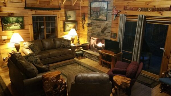 living room of the cabin